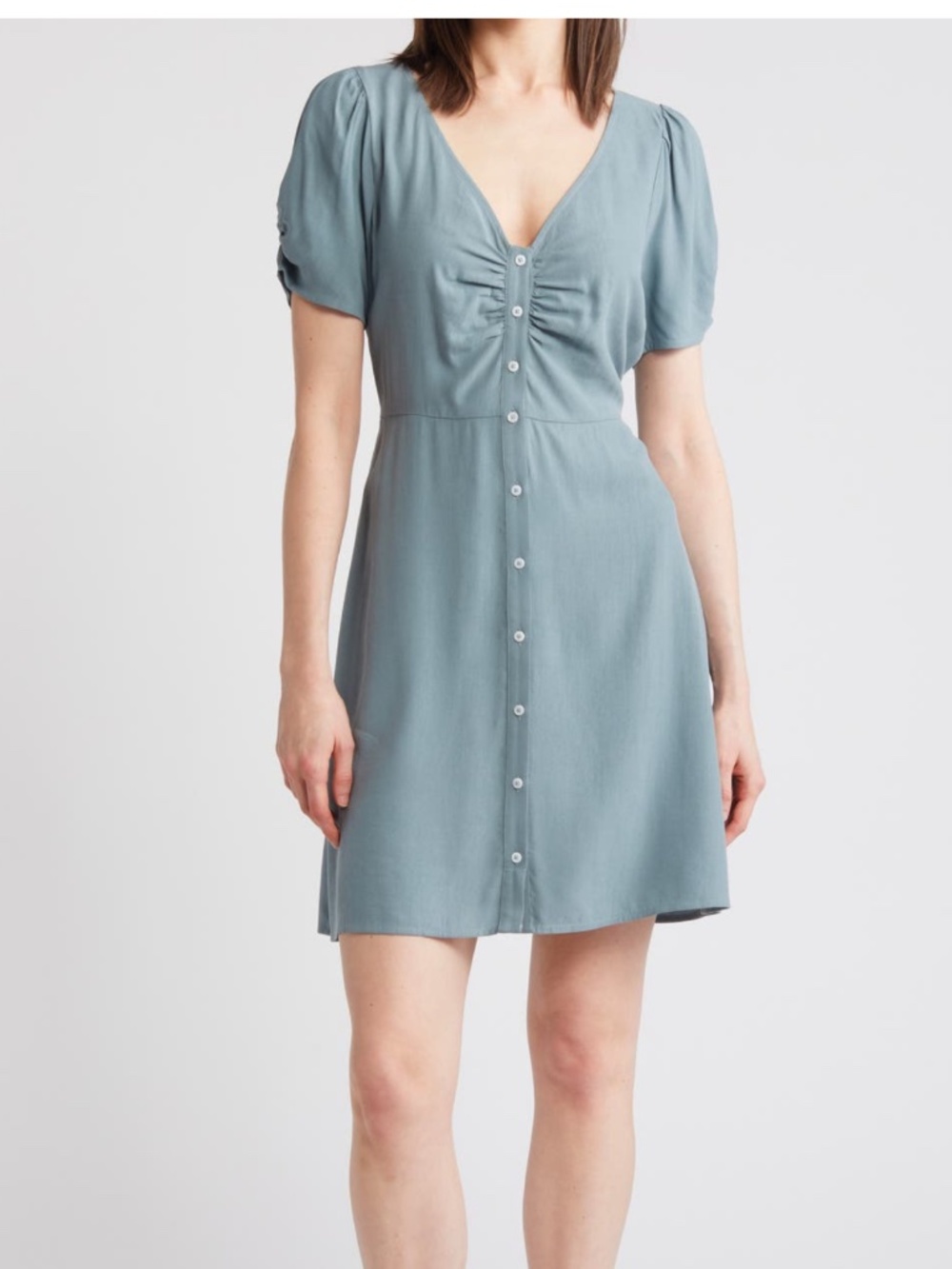 Madewell v neck button front mini dress
